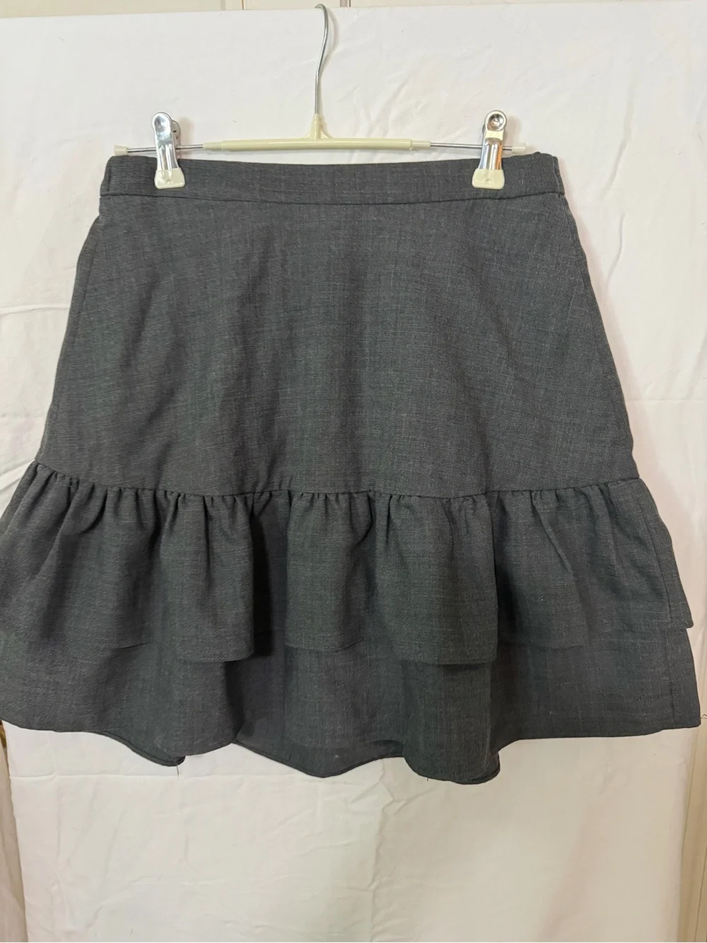 J. Crew Dark Gray Tiered Ruffle A-Line Skirt